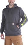 Carhartt Men's Sleeve Logo Hooded Sweatshirt Carbon Heather, XXL