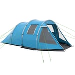 3-4 Persons Tunnel Tent, Two Room Camping Tent w/ Windows, Blue