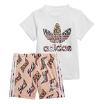 adidas Mixte bébé Short Tee Pants Set, Top:white/Multicolor Bottom:glow Pink F19/Multicolor/White, 3 mois EU