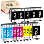 Toner Kingdom 27XL Cartouches d'encre Compatible pour Epson 27XL 27 XL pour Epson Workforce WF-7620 WF-3620 WF-7210 WF-7610 WF-3640 WF-7720 WF-7710 (6 Noir/3 Cyan/3 Magenta/3 Jaune)