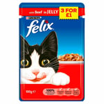 Felix Pouch Beef 3/£1 (100g) (pack Of 20)