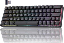 Tmkb T63 Clavier Gamer Sans Fil,60% Clavier Mecanique Gaming Avec Bluetooth/2.4G /Type-C,Rétroéclairage Rgb,Noir