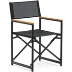 Chaise pliante 100 % d'extérieur Llado aluminium noir et accoudoirs en bois de teck massif - Kave Home