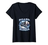 Womens Board Ninja Snowboard Ninja Snow Rider Snowboarding V-Neck T-Shirt