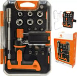 HANDY 18pc COMPACT T-HANDLE RATCHET TOOL SET WITH SOCKETS & SCREWDRIVER HEADS