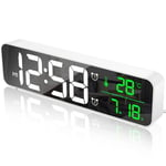 MOSUO Digital Alarm Clock Bedside Mains Powered, Bedside Clock with Big LED Temperature & Date Calendar Display, Mirror Digital Wall Clock with 40 Music, Snooze, 6 Brightness Dimmer, 4 Volume, Black