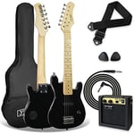 3rd Avenue Pack Guitare Électrique enfant Taille Junior 1/4 pour Débutants, Ampli Portable 5 W, Jack, Housse, Médiators et Sangle – Noir