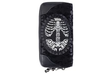 Lost Queen Ivy Black Lace Flocked Ribcage Skeleton Punk Clutch Wallet WBN1414