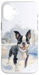 Coque pour iPhone 16 Plus Happy Boston Terrier Puppy Aventure en plein air dans la