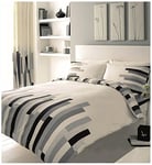 GC GAVENO CAVAILIA Polycotton Striped Duvet Cover King Size, Reversible Stripe Quilt Covers, Washable Printed Bedding Set, Cream/Grey/Black