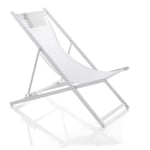 Longues Pliant Chaise Jardin Mer Plage Aluminium 102x58x93 CM Blanche 053