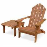 Fauteuil de jardin en bois avec repose-pieds/table basse - Adirondack Salamanca - Eucalyptus . chaise de terrasse retro - Bois