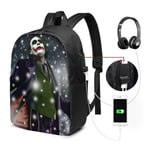 Lawenp Watercolor The Joker Laptop Backpack- with USB Charging Port/Stylish Casual Waterproof Backpacks Fits Most 17/15.6 Inch Laptops and Tablets/for Work Travel School