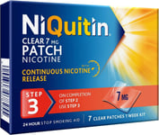 3 Packs of NiQuitin - Clear Patch 7mg - Stop Smoking Aid Step 3 - 7 Patches