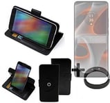 360° Case for Motorola Edge 50 Pro + Bumper Wallet Case Universal black leather