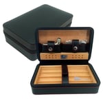 Läder Resväska Cigarr Humidor Case, Bärbar Cedar Trä med