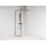 Brasta Dija Frame duschvägg, 90 cm, klarglas, svart profil