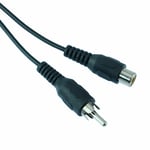 Black 10m Male Plug to Female Socket RCA Phono Extension Cable Lead Audio Video