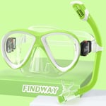 Findway Masque de Plongée Enfant, Masque Snorkeling pour 4-12 Ans, 180° Visible Lunettes de Plongée Enfant en Verre Trempé avec Tuba, Protection UV Garçons et Filles Lunettes de Natation