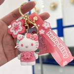 Rosa Sakura tecknad nyckelring, Kawaii söta nyckelringar Väska Charm Armband hello kitty