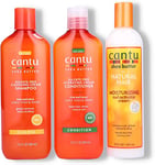 Cantu Sulphate Free Shampoo & Conditioner 12oz with Shea Butter Moisturizing Curl Activator Cream 12oz