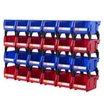 Bac a Bec - VEVOR - Bac de Rangement Empilable Suspendu Plastique de Garage 24PCS ,137 x 105 x 78 mm,Plastique PP,Bleu-Rouge