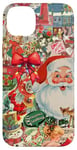 Coque pour iPhone 14 Plus Collage de Noël vintage Père Noël Coquette Lumière de Noël