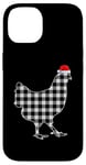 Coque pour iPhone 14 Chemise de Noël poulet noir et blanc Buffalo Plaid Pyjama