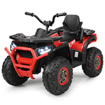 DREAMADE Quad Électrique Enfants 3+Ans avec Vitesse Réglable,Voiture à Batterie 12V Multifonctions avec Phares LED, Siège Large,Charge 50KG (Rouge)