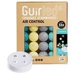 GuirLED - Guirlande lumineuse boules coton LED USB - Télécommande sans fil - Veilleuse bébé 2h - Adaptateur secteur double USB 2A inclus - 4 intensités - 32 boules 3.2m - Scandinave