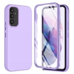 Tawarror Coque pour Samsung Galaxy A34 5G, 360 Degré Antichoc Silicone Liquide Case Aver Protecteur D'écran Intégré Etui Robuste Double Face Anti-Rayures Intégrale Bumper Housse - Violet