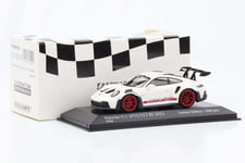 1:43 Porsche 911 992 GT3 RS 2023 Blanc Rouge Jantes Lettrage Minichamps