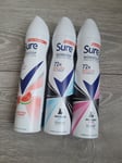 3 X Sure Women 72hr Nonstop Protection Antiperspirant Deodorant Spray 250ml