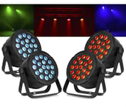 4-pack BeamZ SlimPar45 18 x 3W 3in1 RGB DMX, BeamZ SlimPar45 Ljuspaket disco och scen med 4st LED spotlight. 3 i 1 Slimpar RBG LED armatur