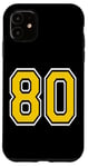 Coque pour iPhone 11 Numéro 80 en jaune noir blanc version poche