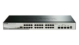 D-Link DGS-1510-28X/E, 28-Ports Layer 2/3 Smart Managed Gigabit Stack Switch (24x 10/100/1000 Mbit/s Ports, 4X 10G SFP+) - Cordon d'alimentation UE Uniquement Noir/Gris 28 Ports|24x1G|4x10G SFP+