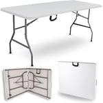 TERRE JARDIN - Table Pliante, 8 Places 180 x 74 x 74 cm,175 kg Max - Table Pliante Exterieur, Interieur Rectangulaire - Table de Jardin Pliante Blanche, Buffet, Fêtes, Camping - Stable et Robuste