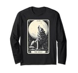 The Wolf Tarot Card Howling At The Moon Wolves Lover Long Sleeve T-Shirt