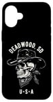 iPhone 16 Plus Deadwood South Dakota USA Distressed Cowboy Skull Design Case