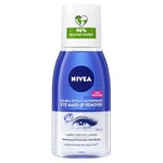 NIVEA Double Effect Waterproof Eye Make-Up Remover (125ml), Daily Use Face Cleanser for Make-Up and Mascara with Cornflower Extract and Biotin