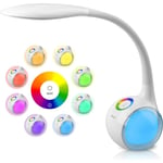 Sjqka - T3 Lampe de Bureau Enfant avec rgb Couleur Veilleuse, Lampe led Tactile avec Lumière de Couleur et 3 Niveaux de Luminosité