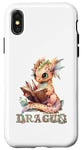 Coque pour iPhone X/XS Bébé dragon mignon à lire | Fantasy | Jeu de rôle | Dragon