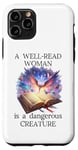 Coque pour iPhone 11 Pro A Well Read Woman is a Dangerous Creature Womens Floral Book