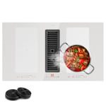 Cooker Hood Extractor Fan Induction Hob 90 cm Flex Zone Glass Ceramic White