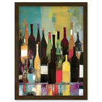 Artery8 Rose White and Red Glass Wine Bottles on Shelf Artwork Framed Wall Art Print A4