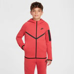 Nike Hettegenser NSW Tech Fleece FZ 24 - Rød/Sort Barn, størrelse XS: 122-128 cm