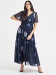 Scarlett & Jo Isabelle Dandelion Float Sleeve Maxi Dress, Navy