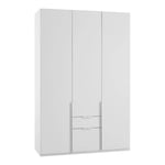 Armoire 3 portes 2 tiroirs WILMA 135 cm blanche