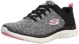 Skechers Women's Flex Appeal 4.0 Sneaker, Black/Pink, 4.5 UK