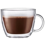 Bodum Bistro Double Wall Cafe Latte Cup, Borosilicate Glass - 0.45 L/15 oz, Transparent, Pack of 2